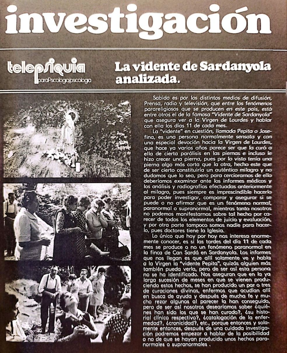 La revista presentava el cas de Pepita Pugés amb una mirada que combinava l'interès pels fenòmens religiosos amb la investigació parapsicològica.