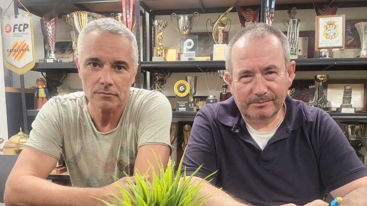 Ramón Fernández, esquerra, i Agustí Birbe, dreta, vicepresident i president del Cerdanyola Club d'Hoquei. Foto: Cedida