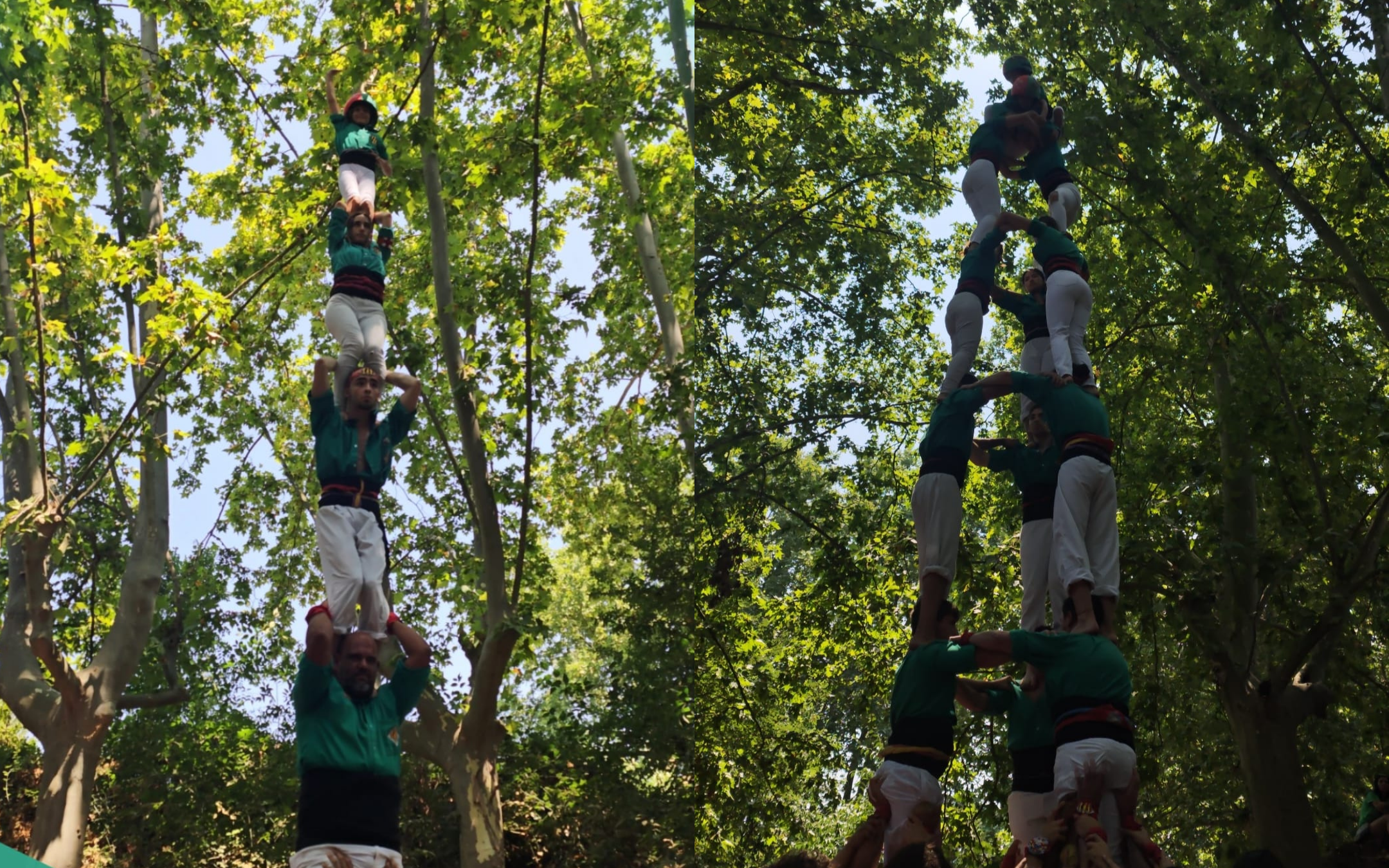 3 de 7 i pilar de 5 dels Castellers de Cerdanyola a la Diada de Gallecs. Foto: Cedida