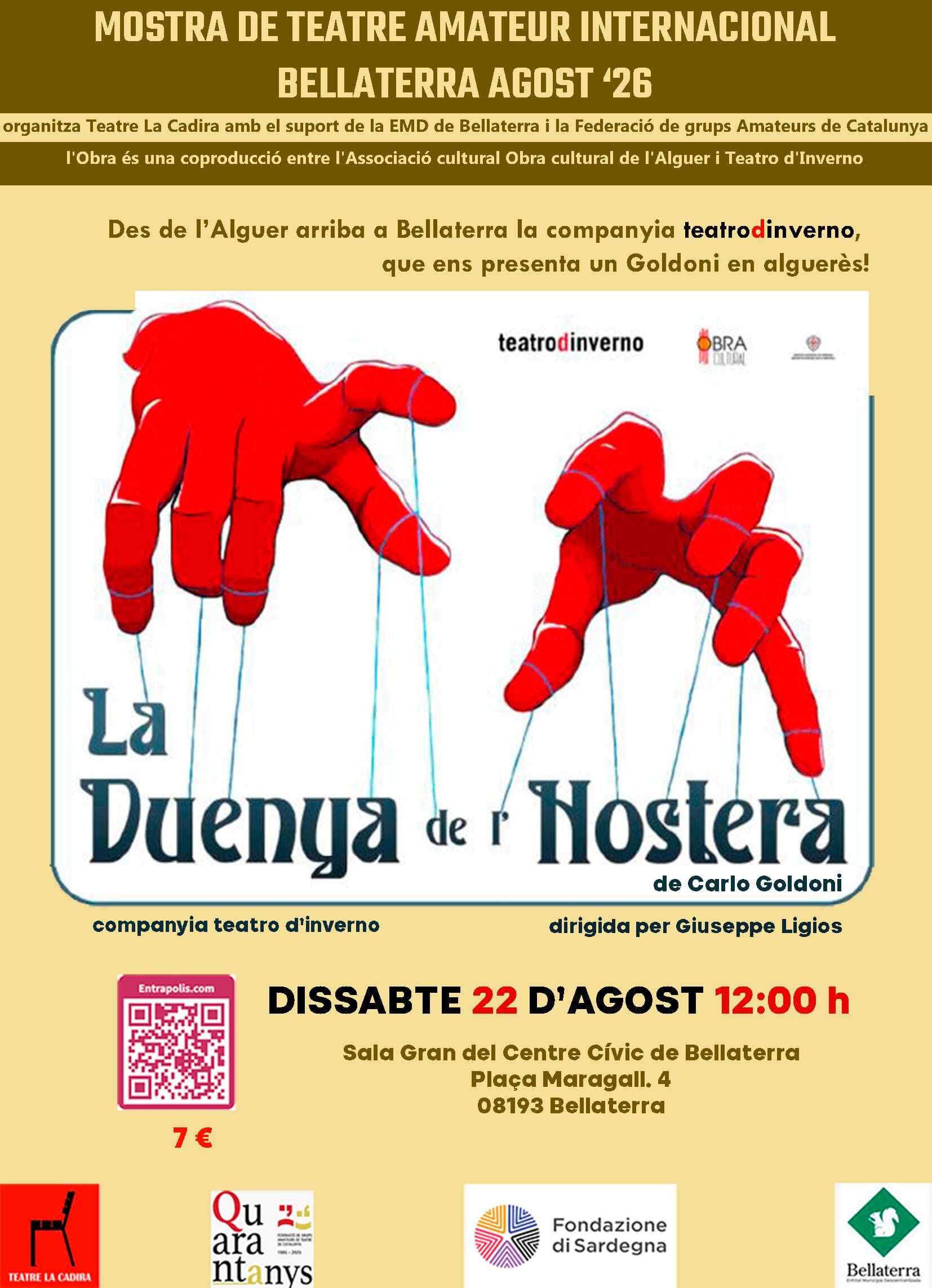 Cartell de 'La Duena de l’Hostera'. Foto: Teatre La Cadira