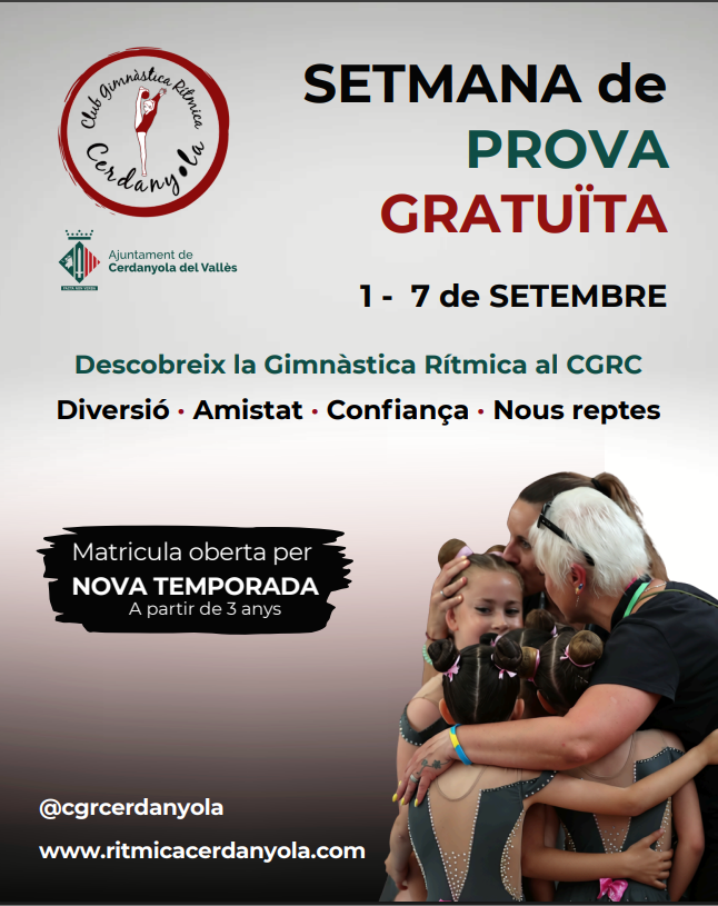 El CGRC celebrarà una setmana de prova gratuïta de l’1 al 7 de setembre. CARTELL: CGRC