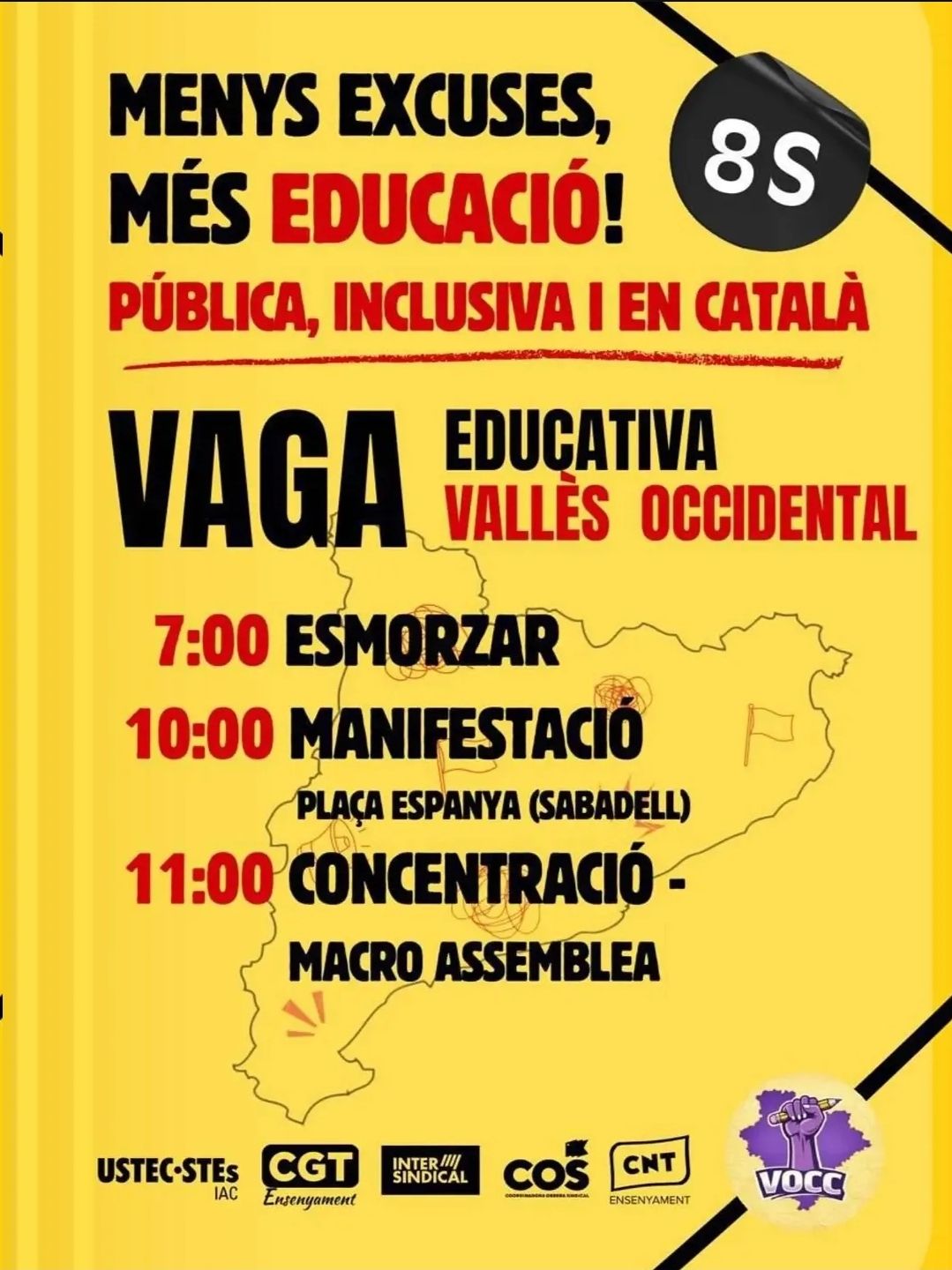 La vaga educativa del 8 de setembre inclou una manifestació i una macroassemblea a Sabadell. FOTO: Cedida
