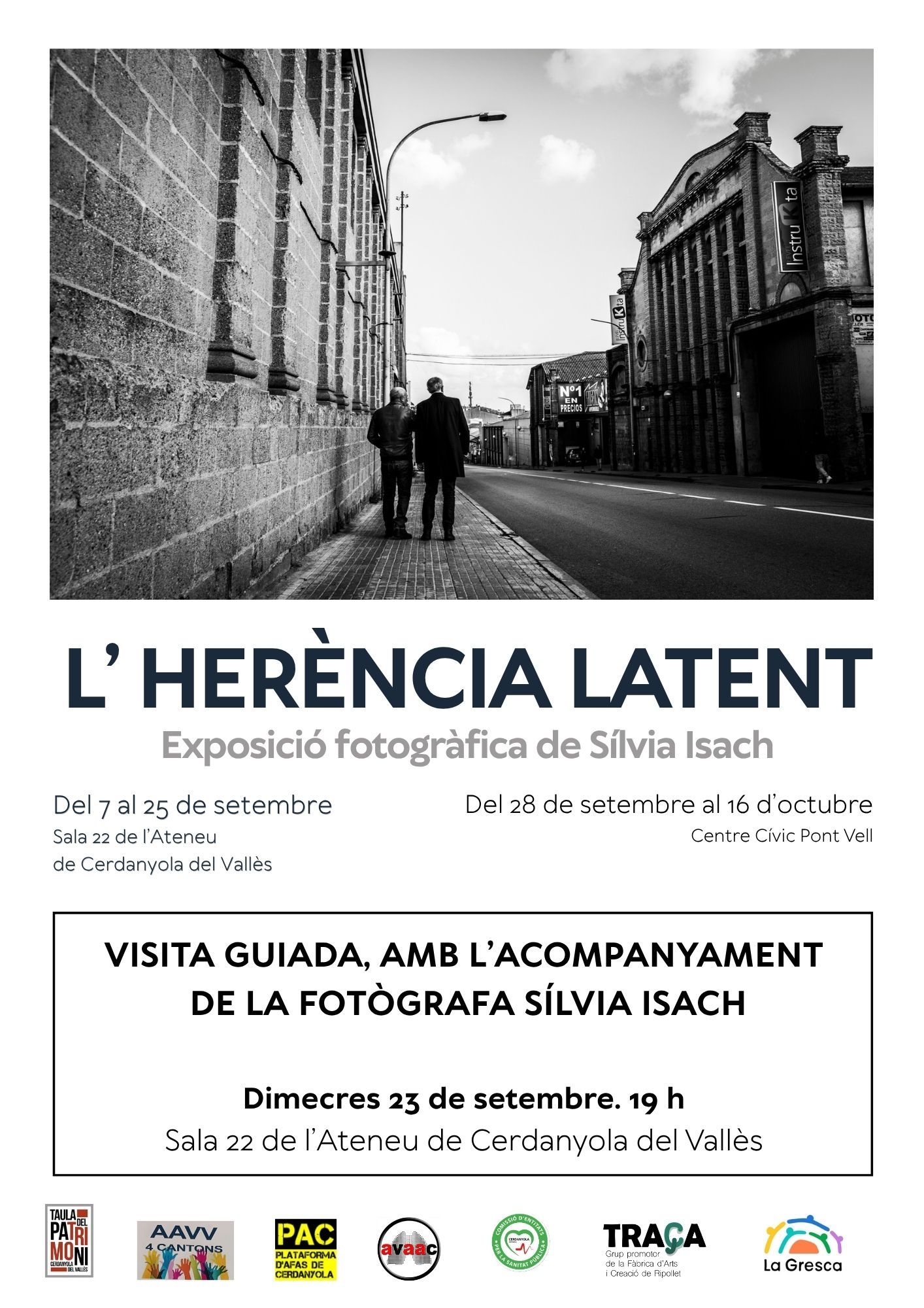 L’ herència latent, cartell anunciant la visita guiada d'aquest dimecres. FOTO: Cedida. 