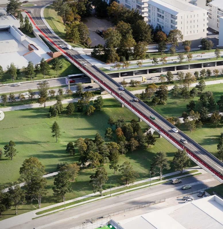 Proposta del projecte d'ordenació del pont sobre l'autopista C-58, infraestructura que es planteja cobrir parcialment. FOTO: Ajuntament de Ripollet