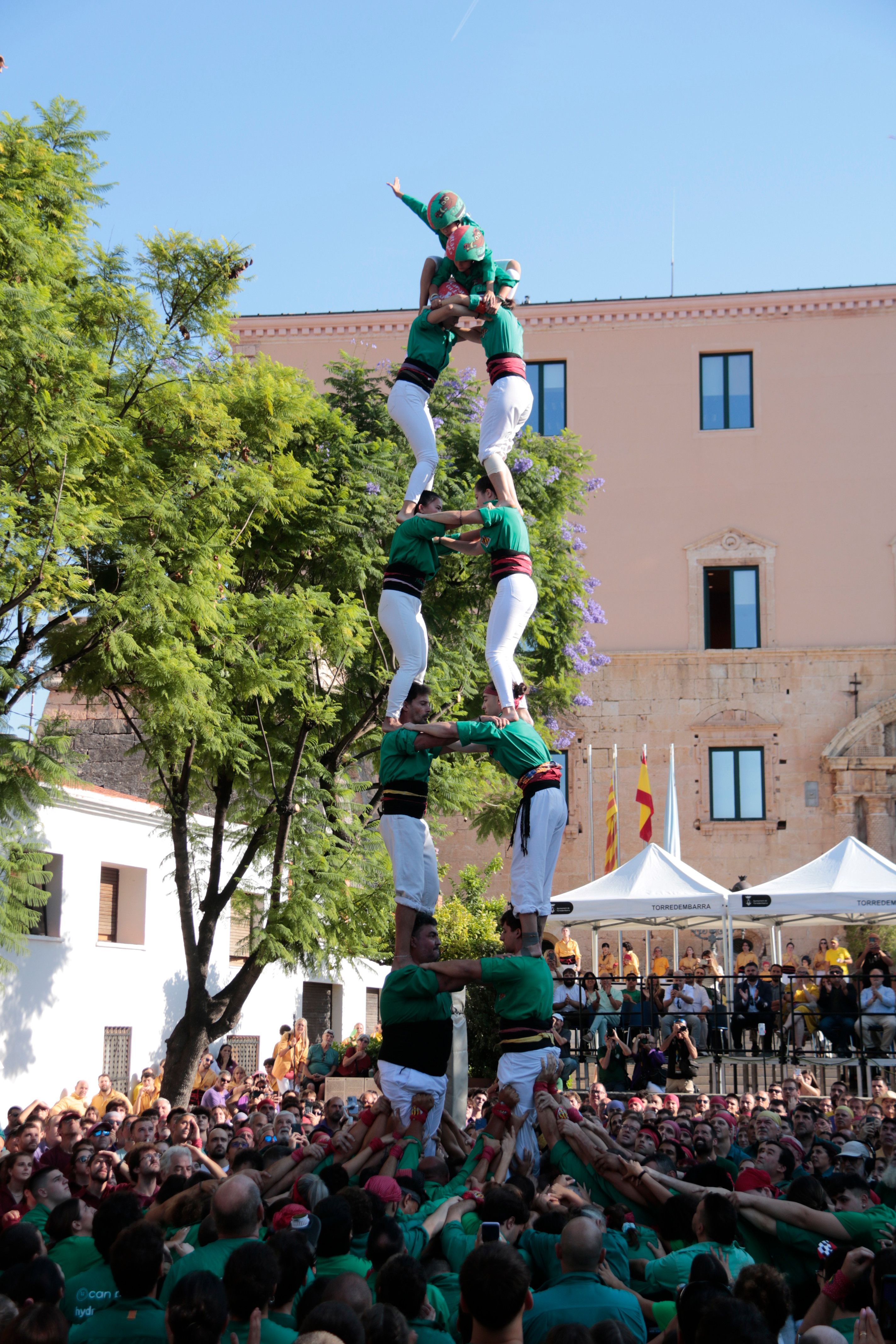 Aleta del 2d7 dels Castellers de Cerdanyola durant el Concurs de Castells a la jornada de Torredembarra. Foto: Jordi Marsal / Ariadna Escoda (ACN)