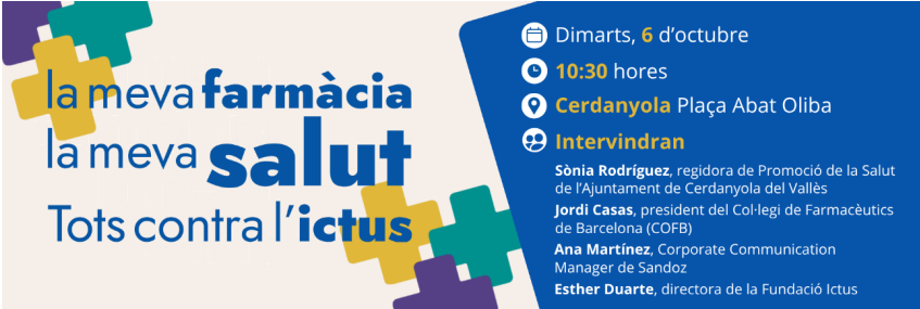 La campanya de prevenció de l'ICTUS s'inaugura dimarts 6 a la plaça d'Abat Oliba. FOTO: Col·legi de Farmacèutics de Barcelona (COFB)