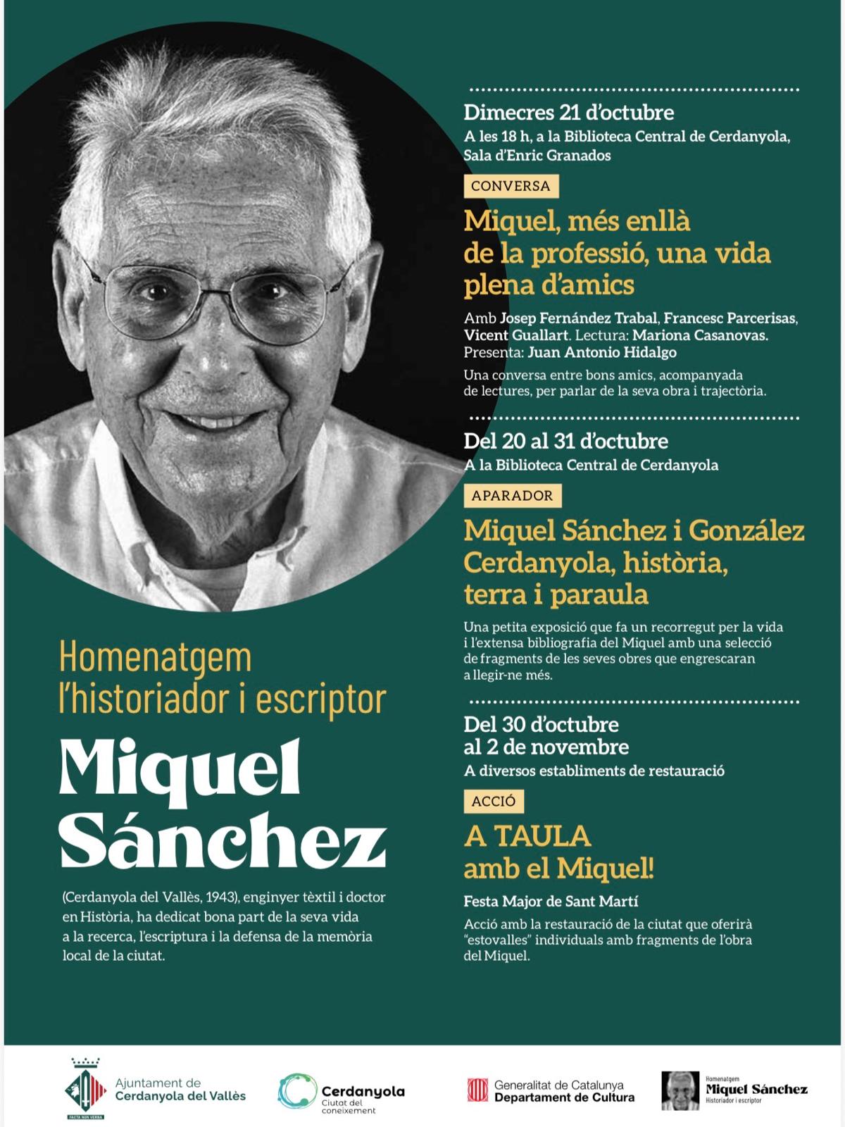 Cartell de l'homenatge dedicat a Miquel Sánchez FOTO: Ajuntament