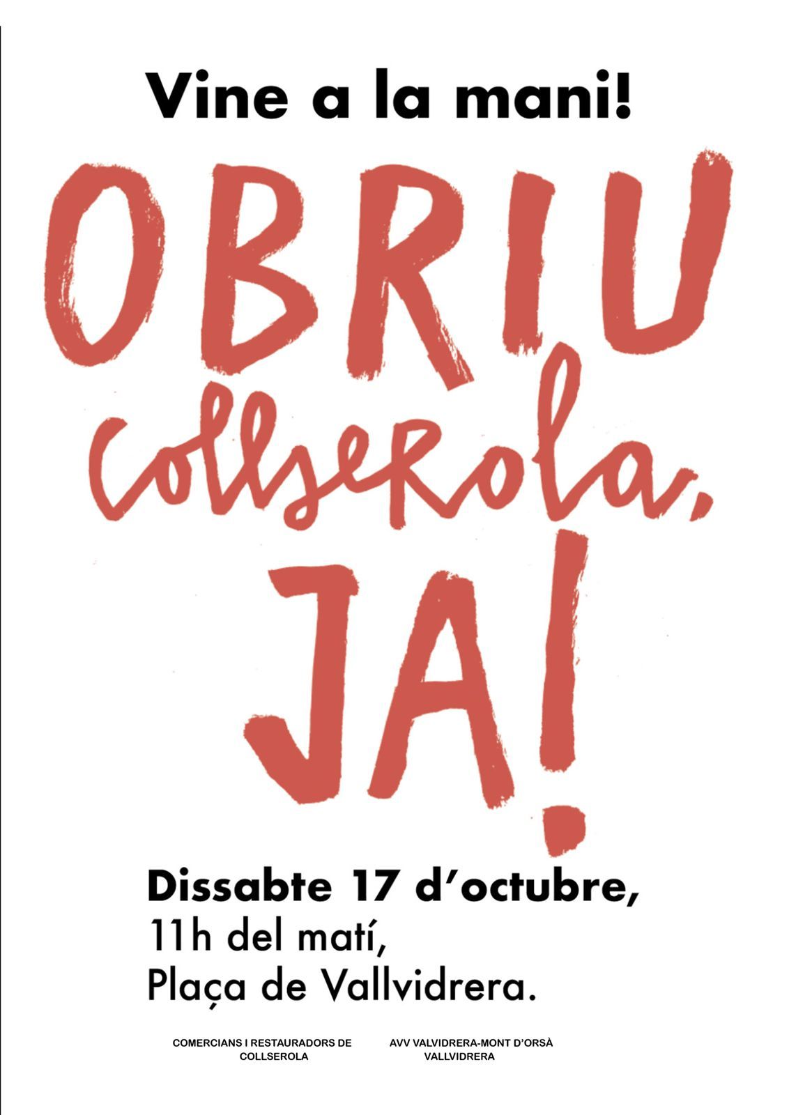 Cartell de la manifestació convocada per al 17 d'octubre a Vallvidrera. FOTO: Cedida