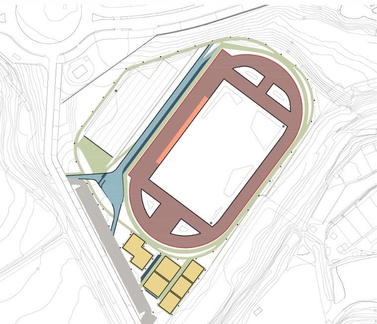 Plànol del projecte de la pista d'atletisme prevista al Parc de l'Alba. FOTO: Cedida per ERC
