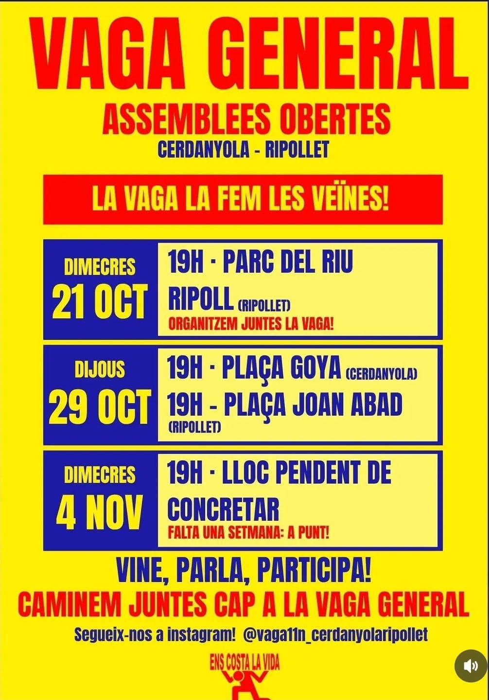 Pròximes assemblees obertes per preparar la vaga de l'11 N