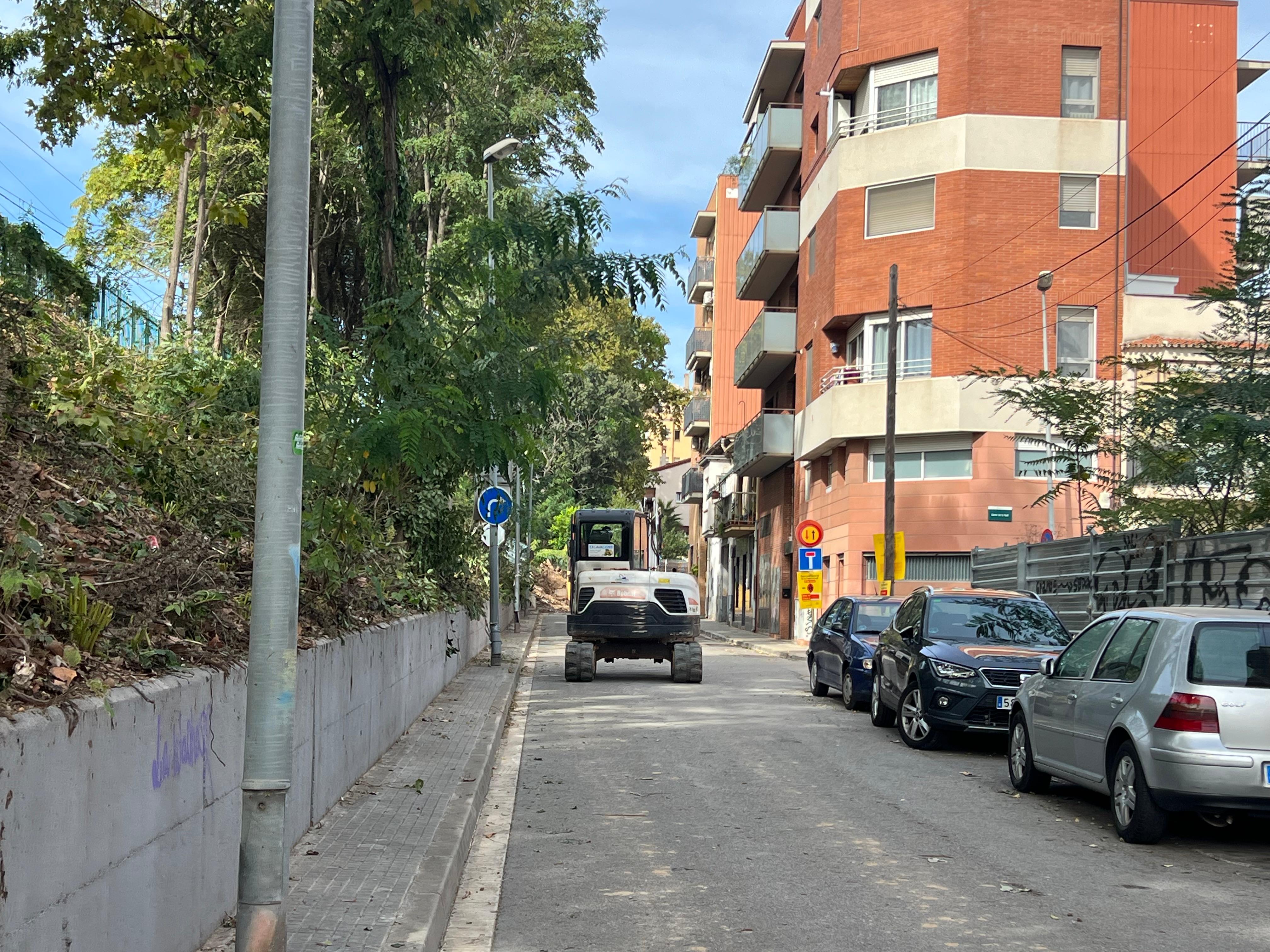 El talús ferroviari del carrer de Salvador Espriu, on s'han talat arbres a tocar dels habitatges. FOTO: Judit Josa