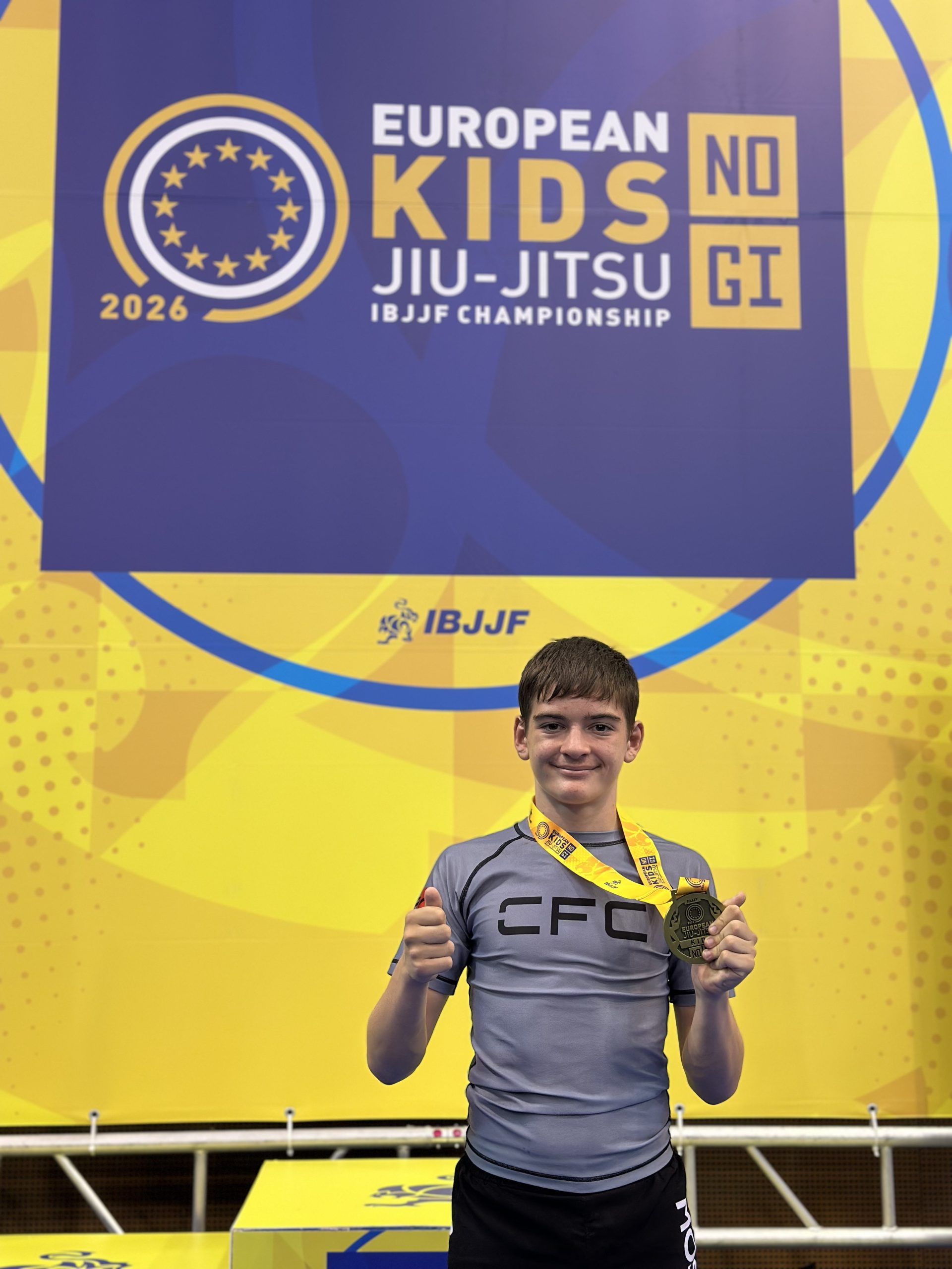 Héctor Blaga, medalla de bronze al Campionat d'Europa infantil de jiu-jitsu No-Gi. FOTO: CFC